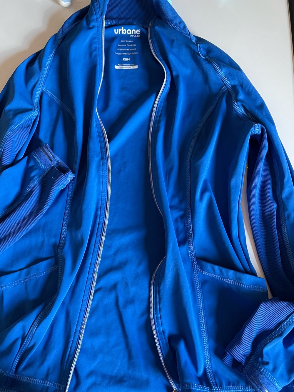 Urbane Bright Blue scrub Zip-Up Jacket